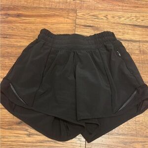Black Lululemon Low-rise Hotty Hot shorts